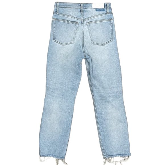 Re/Done 70s High-Rise Stove Pipe Jeans in Seawater Destroyed Light Wash Denim - Picture 3 of 16